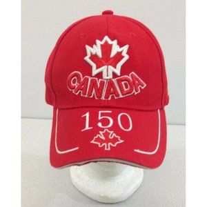 CANADA 150 YEARS Embroidered  Red Strapback  Baseball Cap